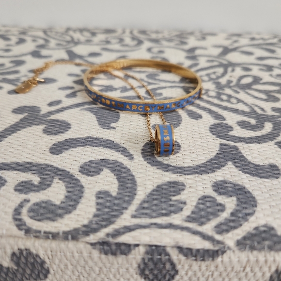 SOLD Marc By Marc Jacobs Gold and Blue Enamel Bracelet and Necklace NWOT - Picture 3 of 5